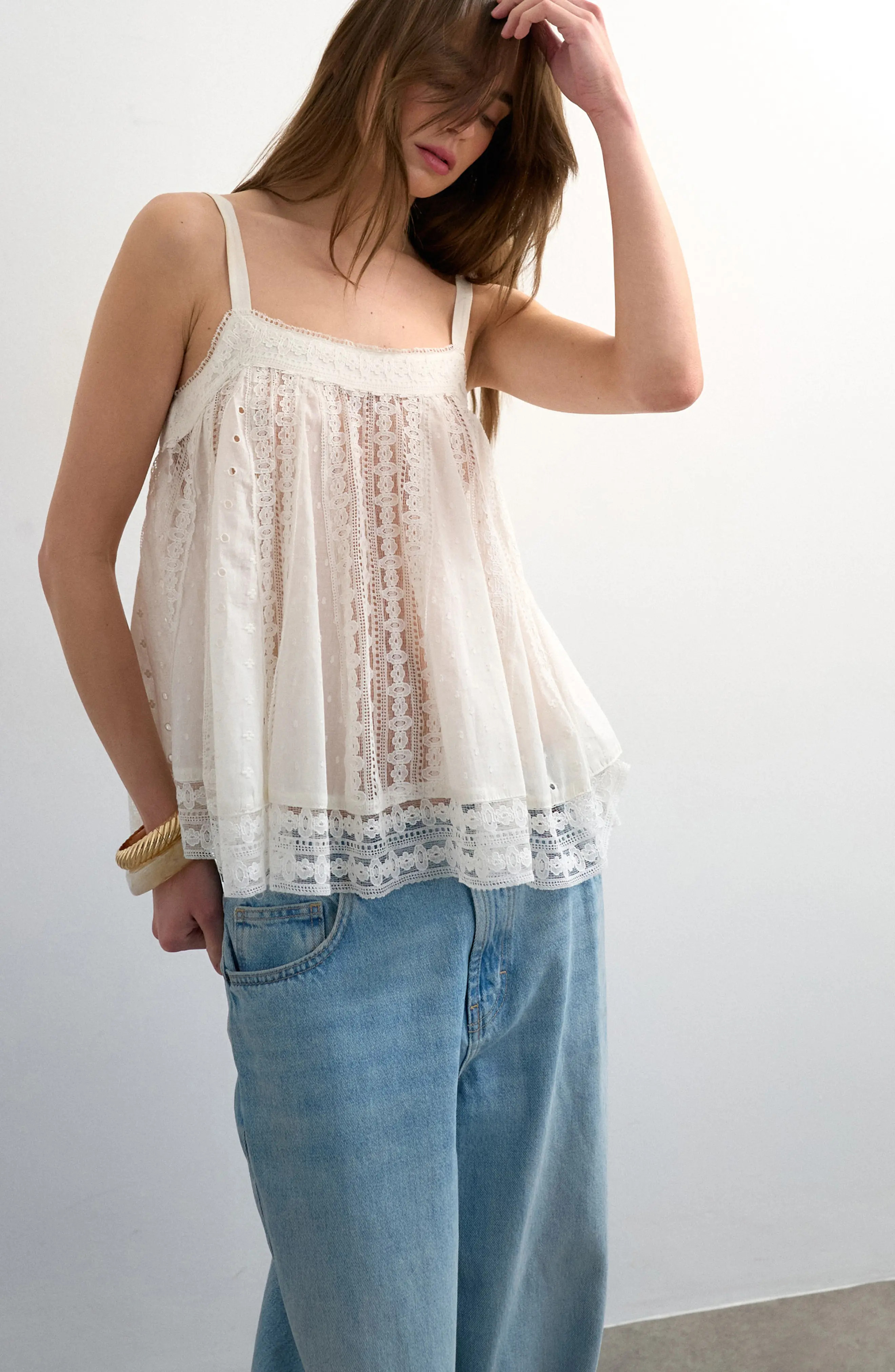 Topshop Broderie and Lace Camisole (Women) | Nordstrom | Nordstrom