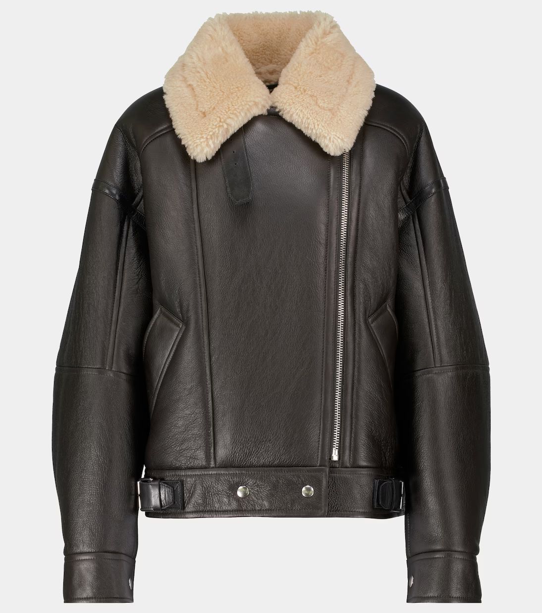 Shearling and leather biker jacket | Mytheresa (UK)
