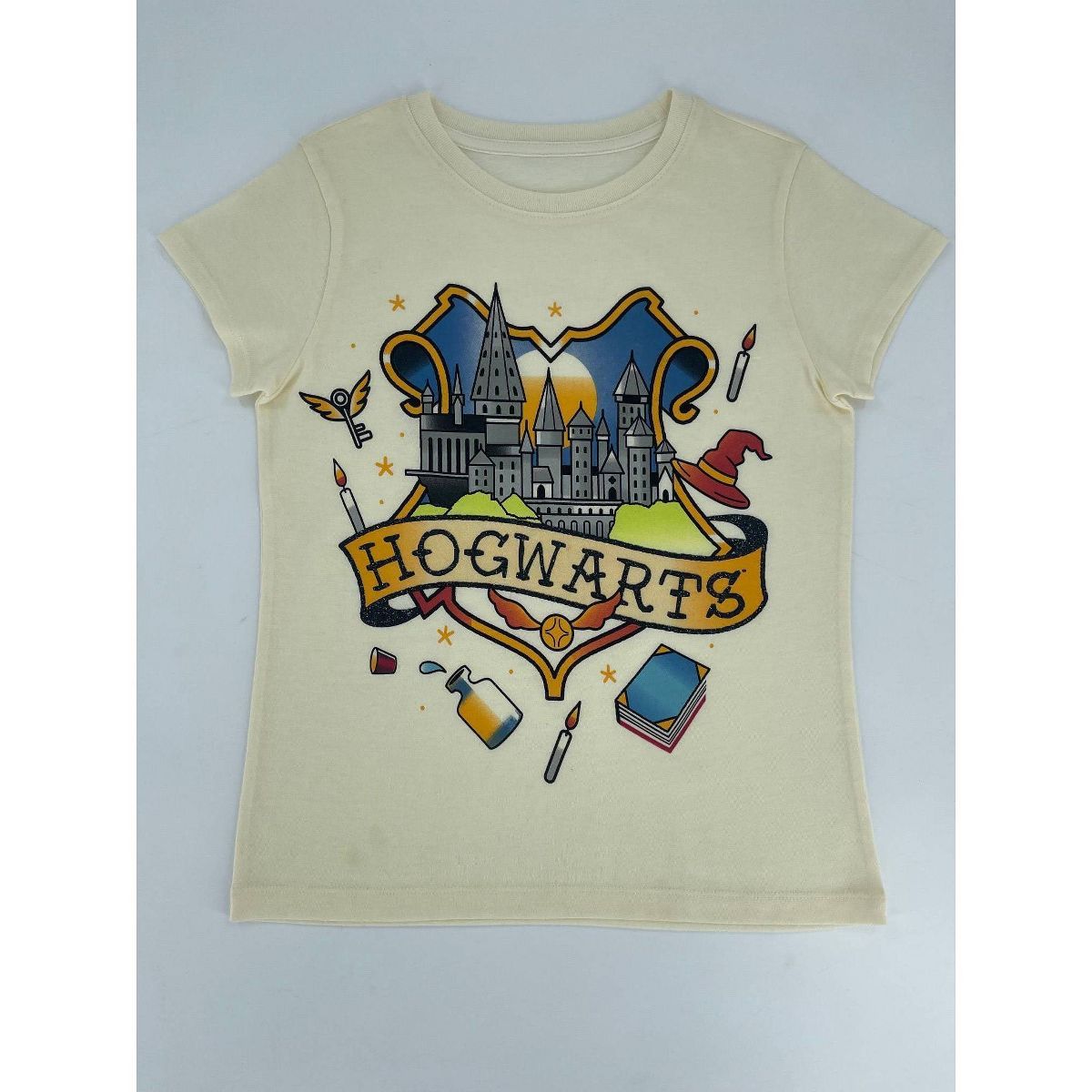 Girls' Hogwarts Harry Potter Short Sleeve Graphic T-Shirt - Off-White | Target