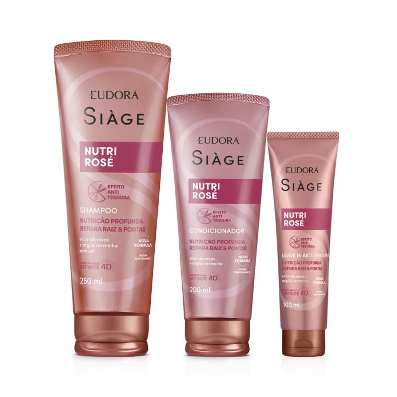 Combo Siàge Nutri Rosé: Shampoo 250ml + Condicionador 200ml + Leave-in 100ml | Eudora | Eudora (BR)