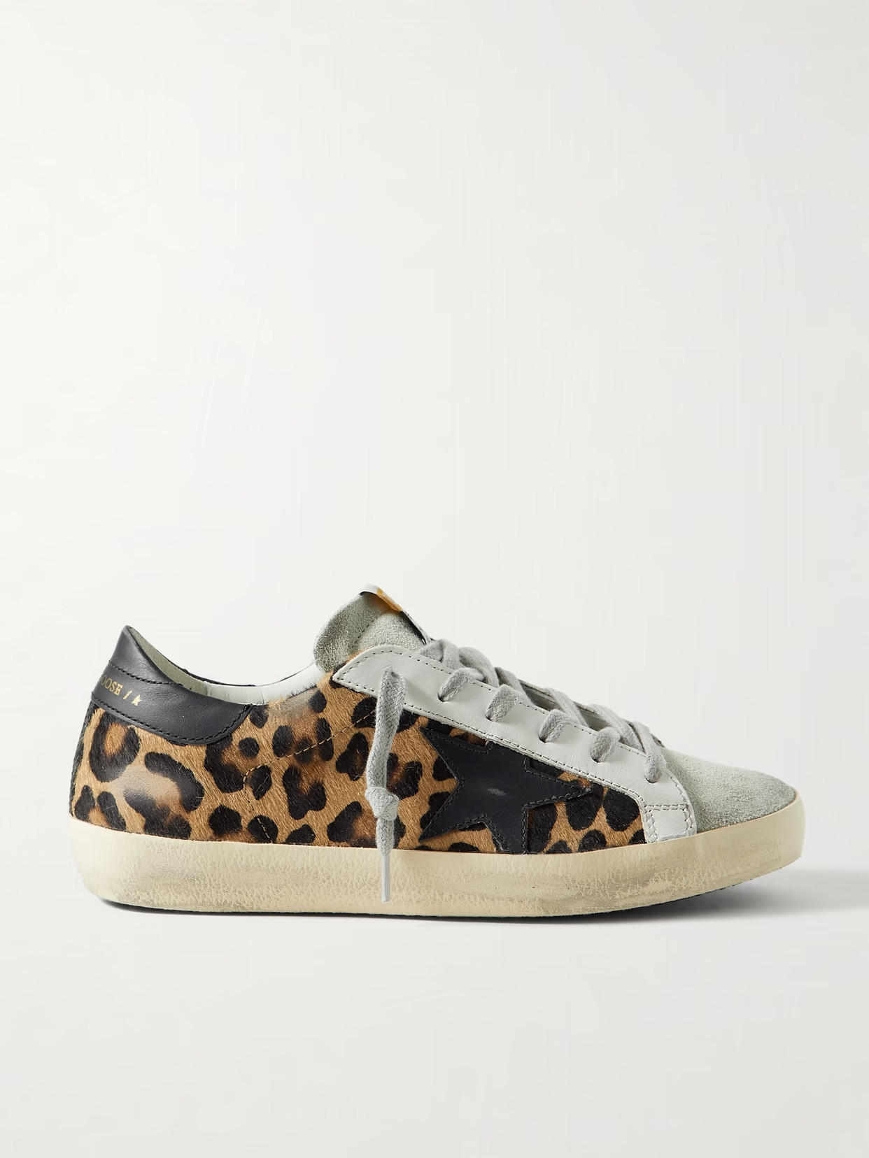 Golden Goose - Superstar Distressed Leopard-print Calf Hair, Leather And Suede Sneakers - Brown | NET-A-PORTER (US)