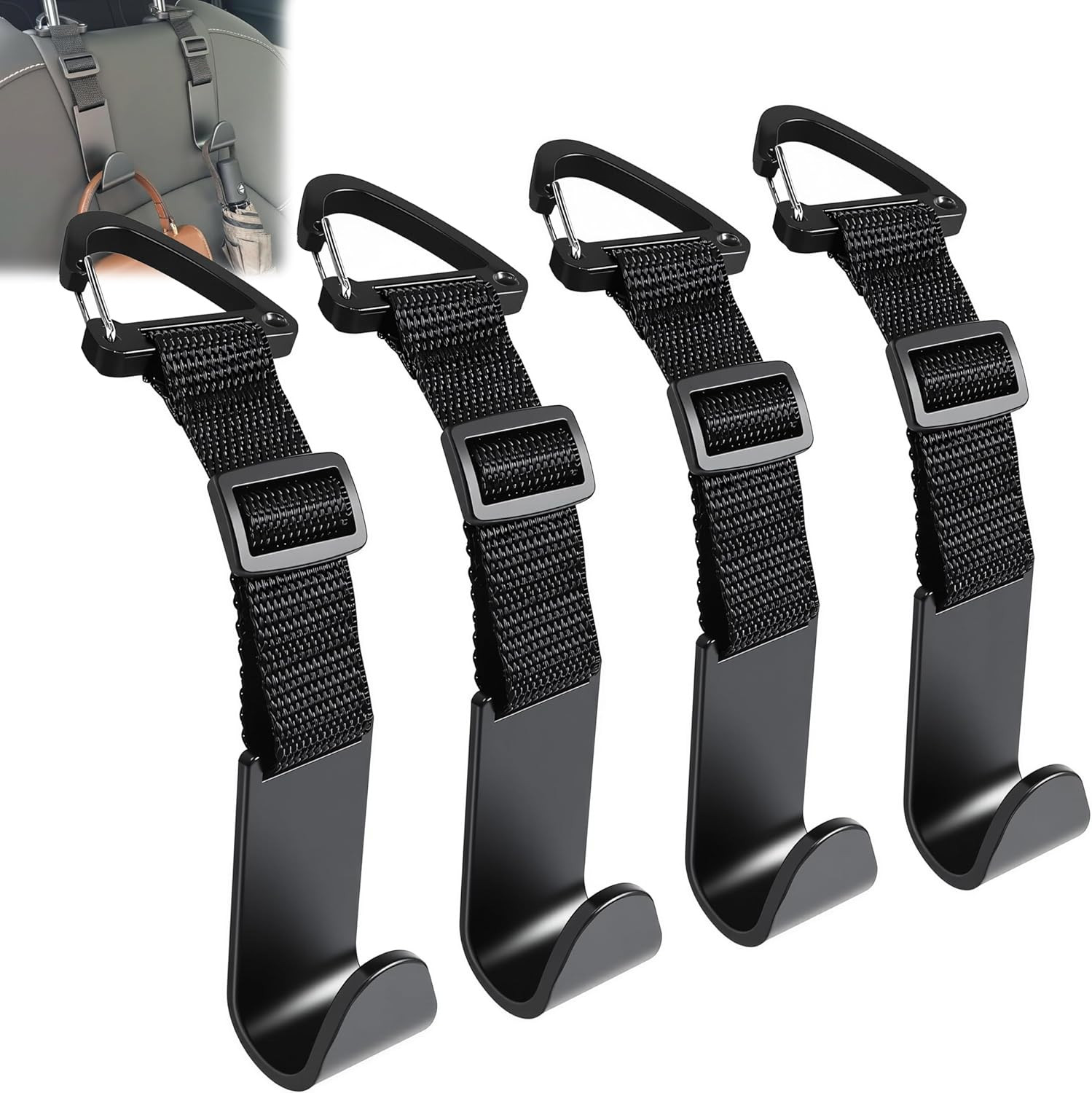 Amooca Headrest Hooks for Car Adjustable 4 Pack Vehicle Seat Back Organizer Storage Hanger Holder... | Amazon (US)