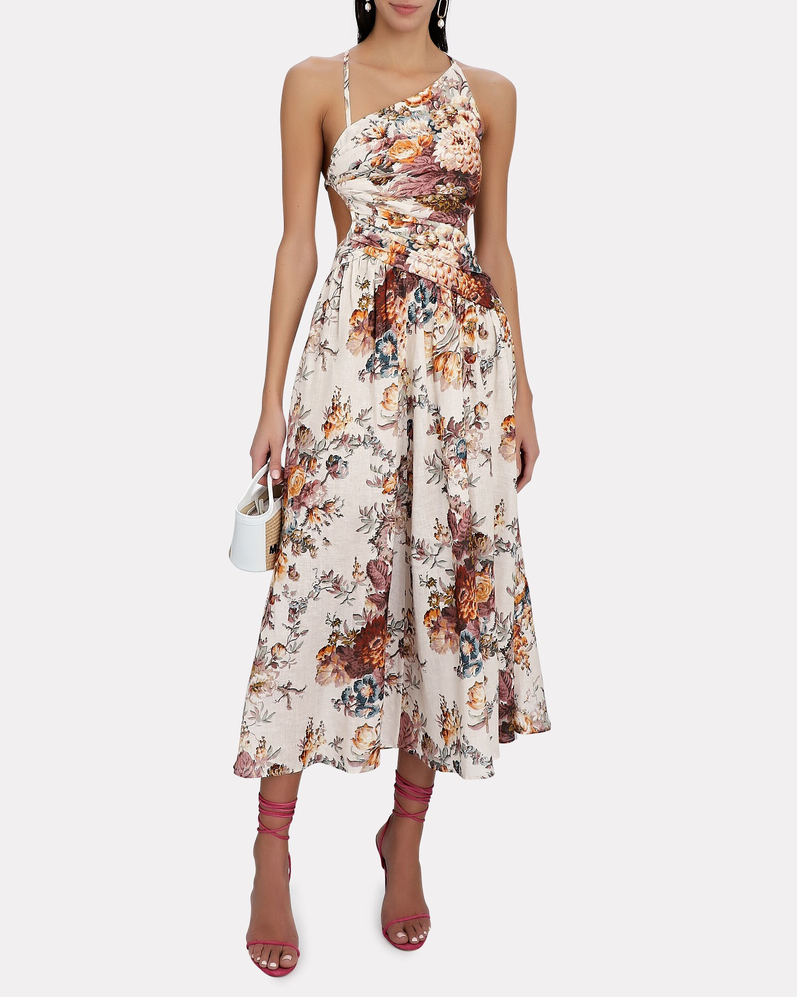Asymmetric Tie-Back Floral Midi Dress | INTERMIX