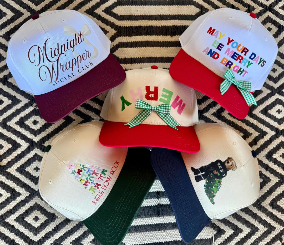 Christmas Trucker Hat Holiday Trucker Hat for Women,Festive Hats with Stars & Bows,Trendy Holiday... | Etsy (US)