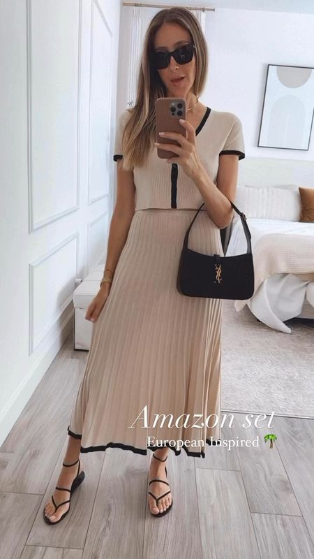 The perfect European summer set from Amazon 
Amazing quality! Runs tts , this is size small 
Pleated skirt , and cropped top 


#LTKTravel #LTKOver40 #LTKStyleTip