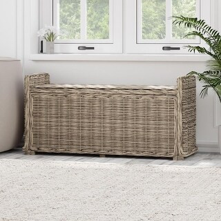 Key Largo Kubu Flip Top Rattan Storage Bench - Natural Rattan | Bed Bath & Beyond