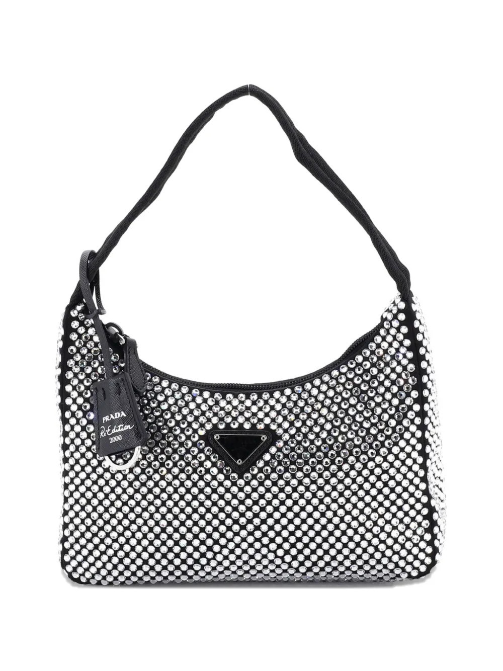 Prada Pre-Owned Re-Edition 2000 Crystal Embellished Satin Mini hobo bag - Metallic | Farfetch Global