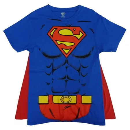 DC Comics Superman Mens Blue Superhero Caped Tee Costume T-Shirt S | Walmart (US)