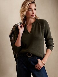 Slit-Neck Pullover Sweater | Banana Republic Factory