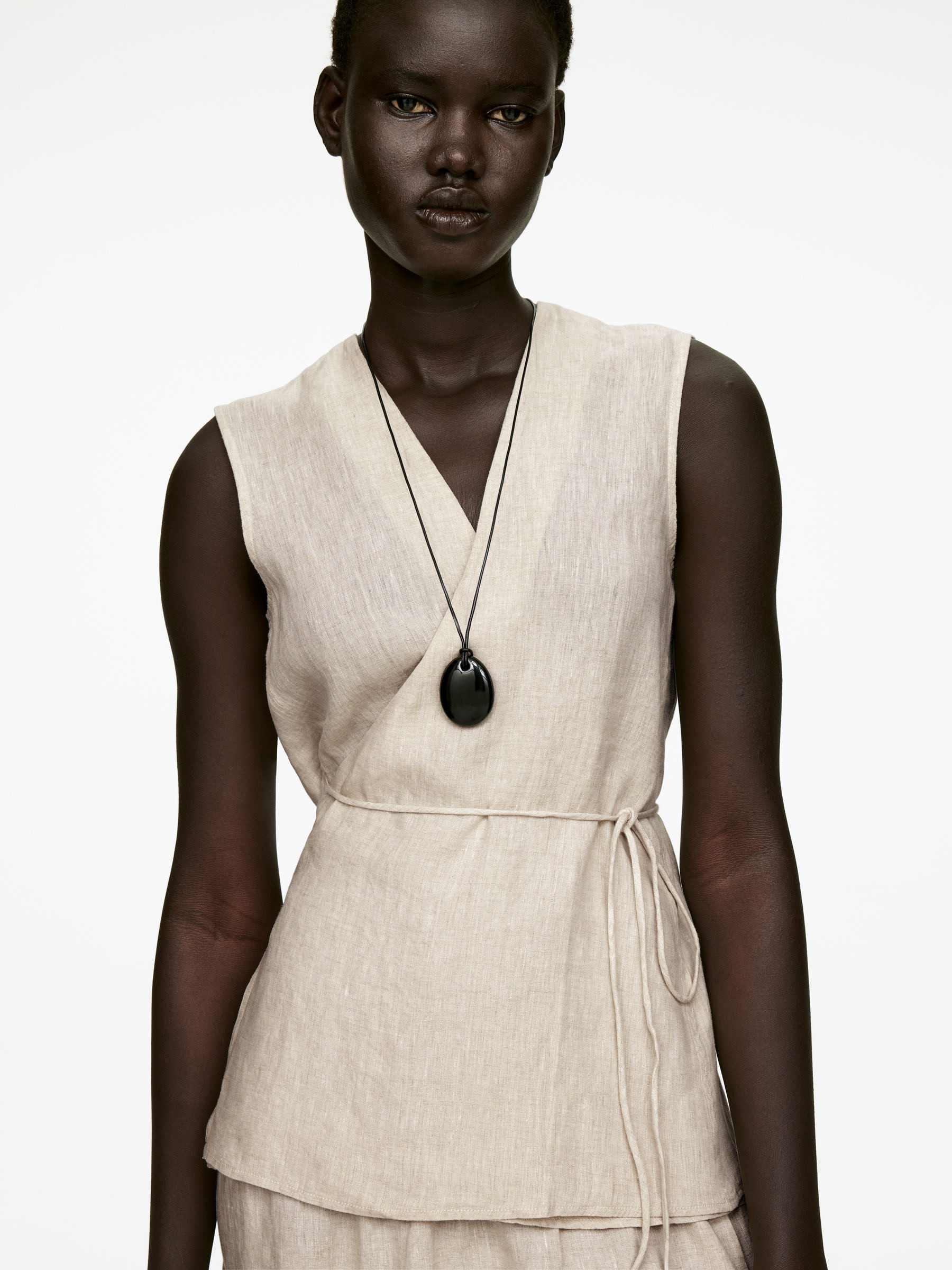 Linen Wrap Top – Beige/Undyed – Women – ARKET GB | Arket UK