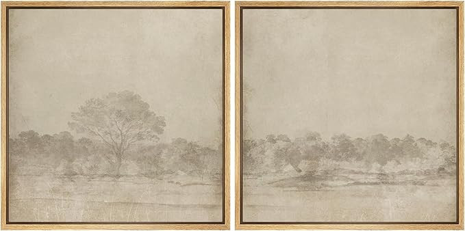SIGNFORD Framed Canvas Print Wall Art Set Vintage Sepia Forest Landscape Neutral Toned Tree Scene... | Amazon (US)