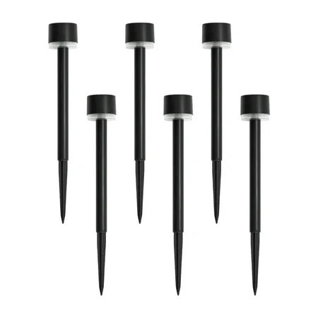 Mainstays Solar Powered Black Classic Halo Column LED Path Light, 2 Lumens, 6 Count | Walmart (US)