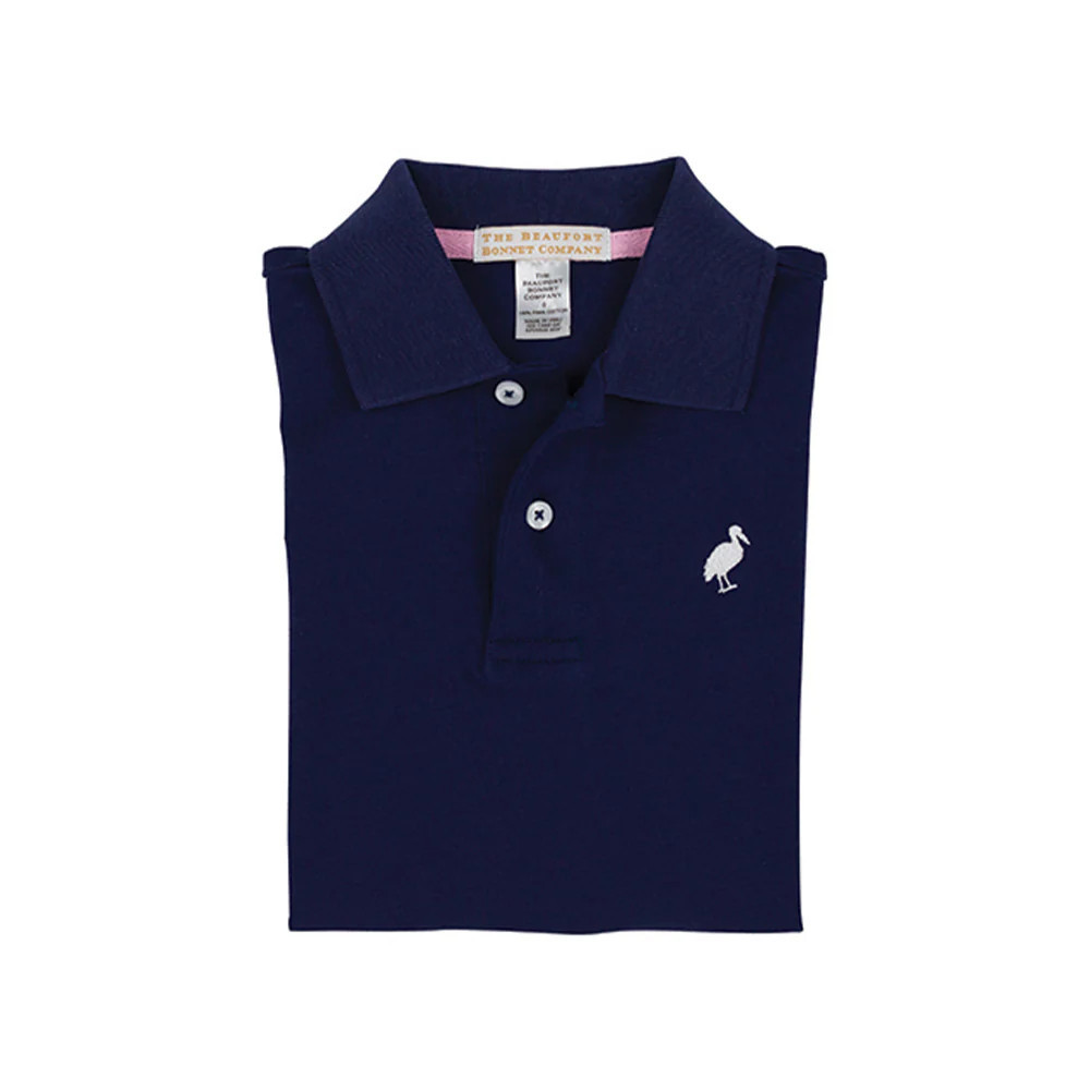 Prim & Proper Polo & Onesie - Nantucket Navy with Worth Avenue White Stork | The Beaufort Bonnet Company