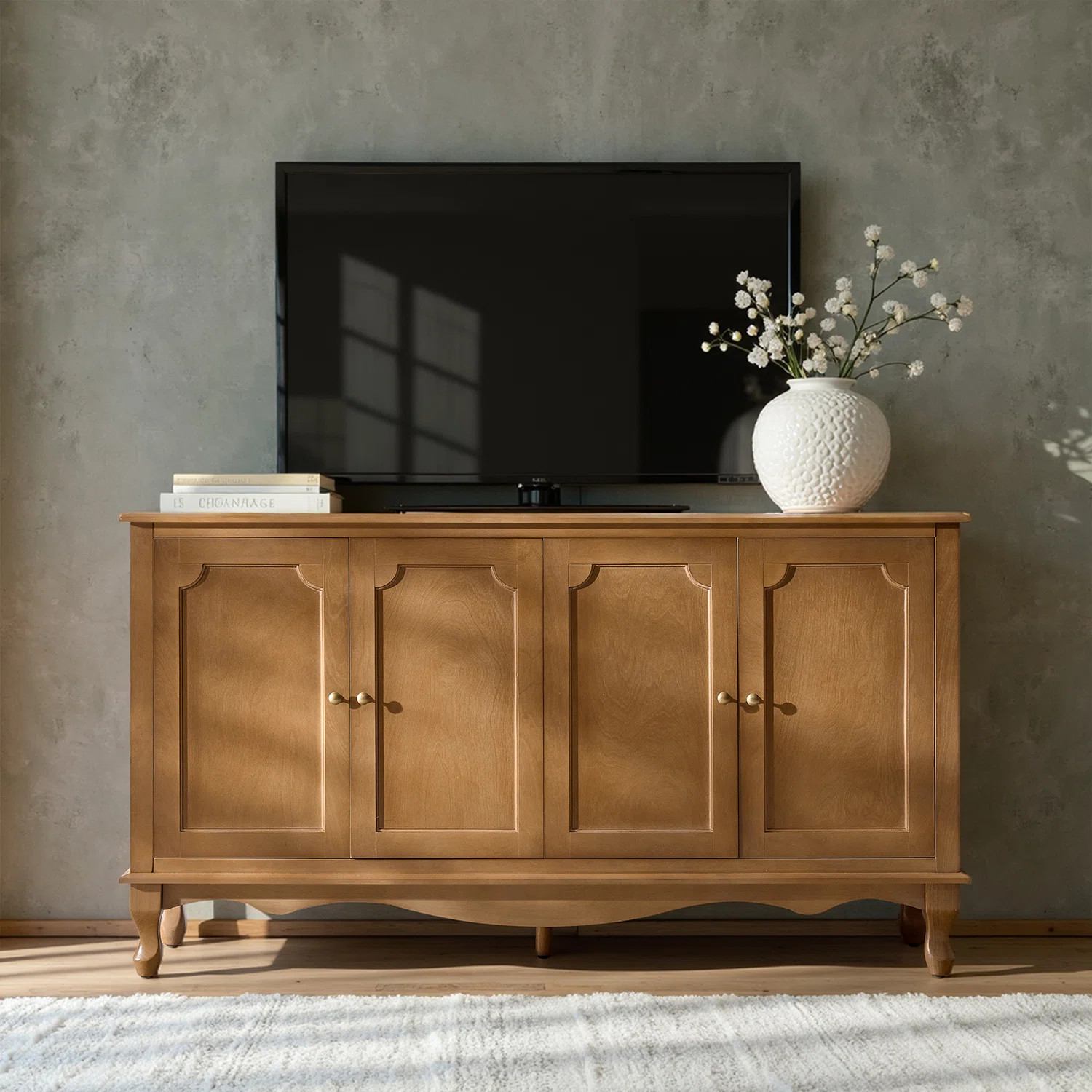 Agnes 58" W Transitional 4 Door Sideboard with Cable Management and Adjustable Shelves | Wayfair North America