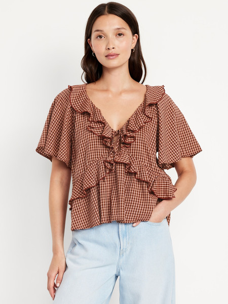 Ruffle V-Neck Top | Old Navy (US)