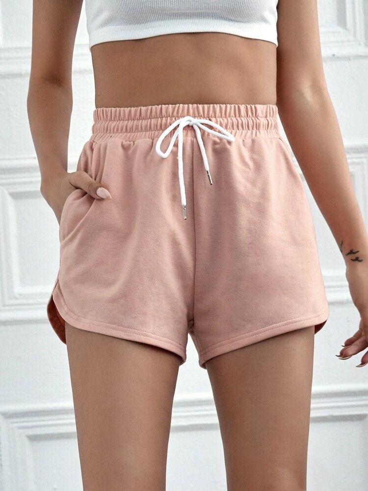 Solid Drawstring Track Shorts | SHEIN