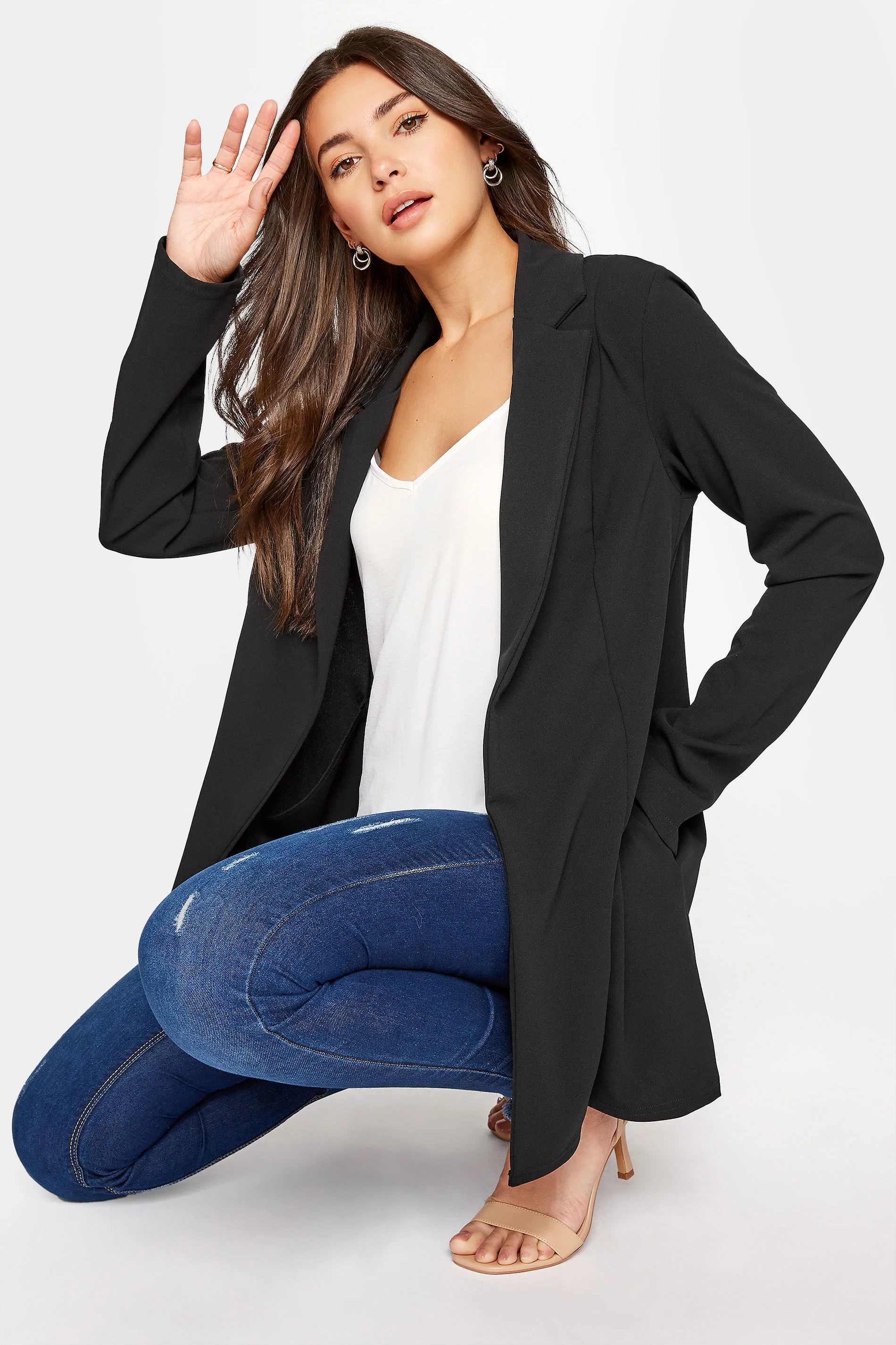 LTS Tall Black Scuba Longline Blazer | Long Tall Sally