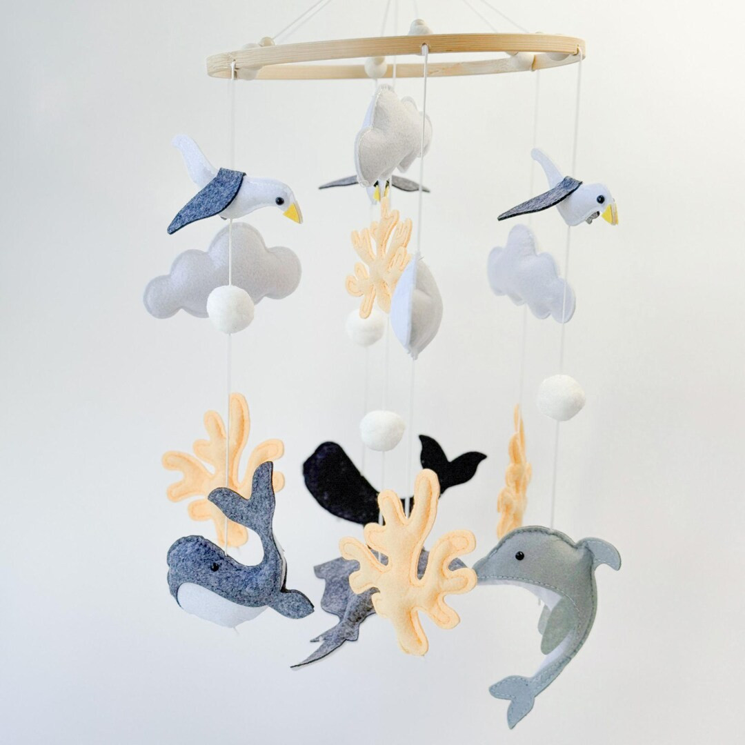 Ocean Baby Mobile, Baby Boy Nursery Decor, Felt Crib Mobile, New Baby Gift, Whale Baby Mobile, Se... | Etsy (US)