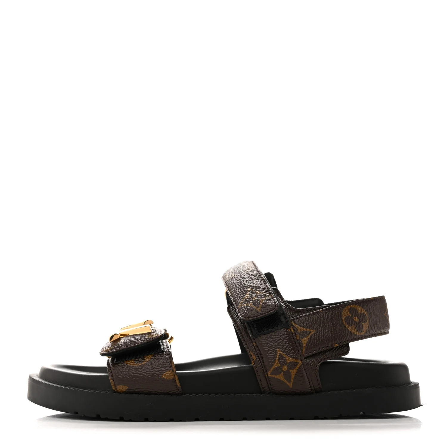 Monogram LV Sunset Comfort Flat Sandals 35 Cacao Brown | FASHIONPHILE (US)