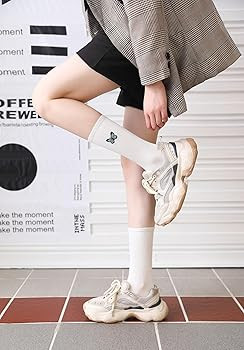 Womens Calf Socks Embroidery Crew Socks Casual Dress Socks Cute Butterfly Socks For Girls 3 Pairs | Amazon (US)