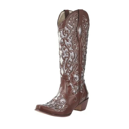 iOPQO Women s Keen-High Boots Cowboy Boots For Women Low Heel Studded Rhinestone Embroidered Rodeo K | Walmart (US)