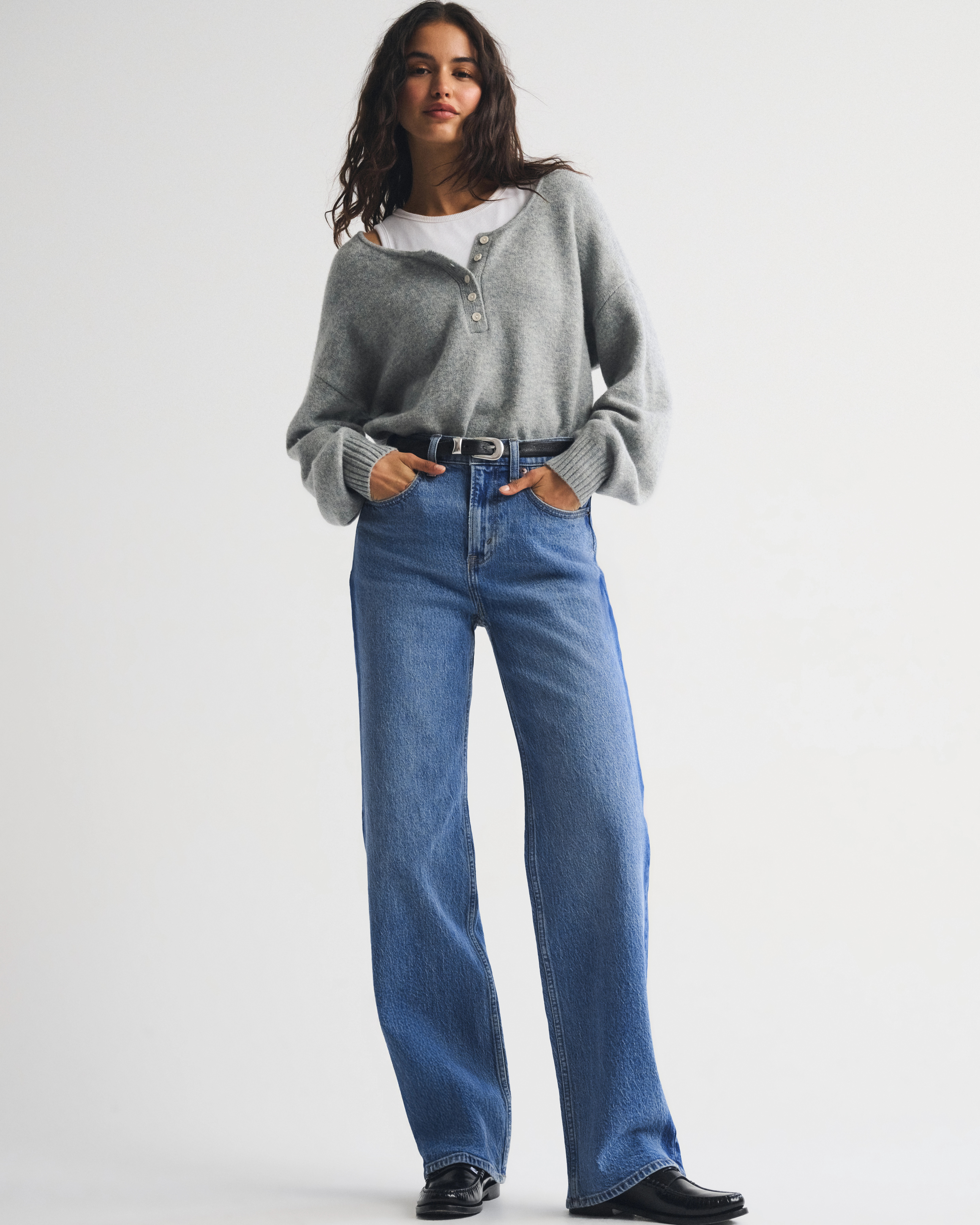 High Rise 90s Relaxed Tonal Jean | Abercrombie & Fitch (US)
