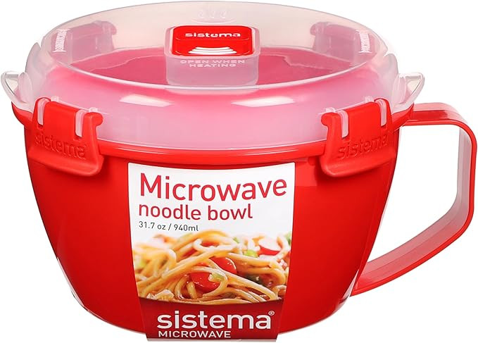 Sistema Microwaveable 940mL Noodle Bowl, Round Microwave Container with Lid & Steam-Release Vent,... | Amazon (US)