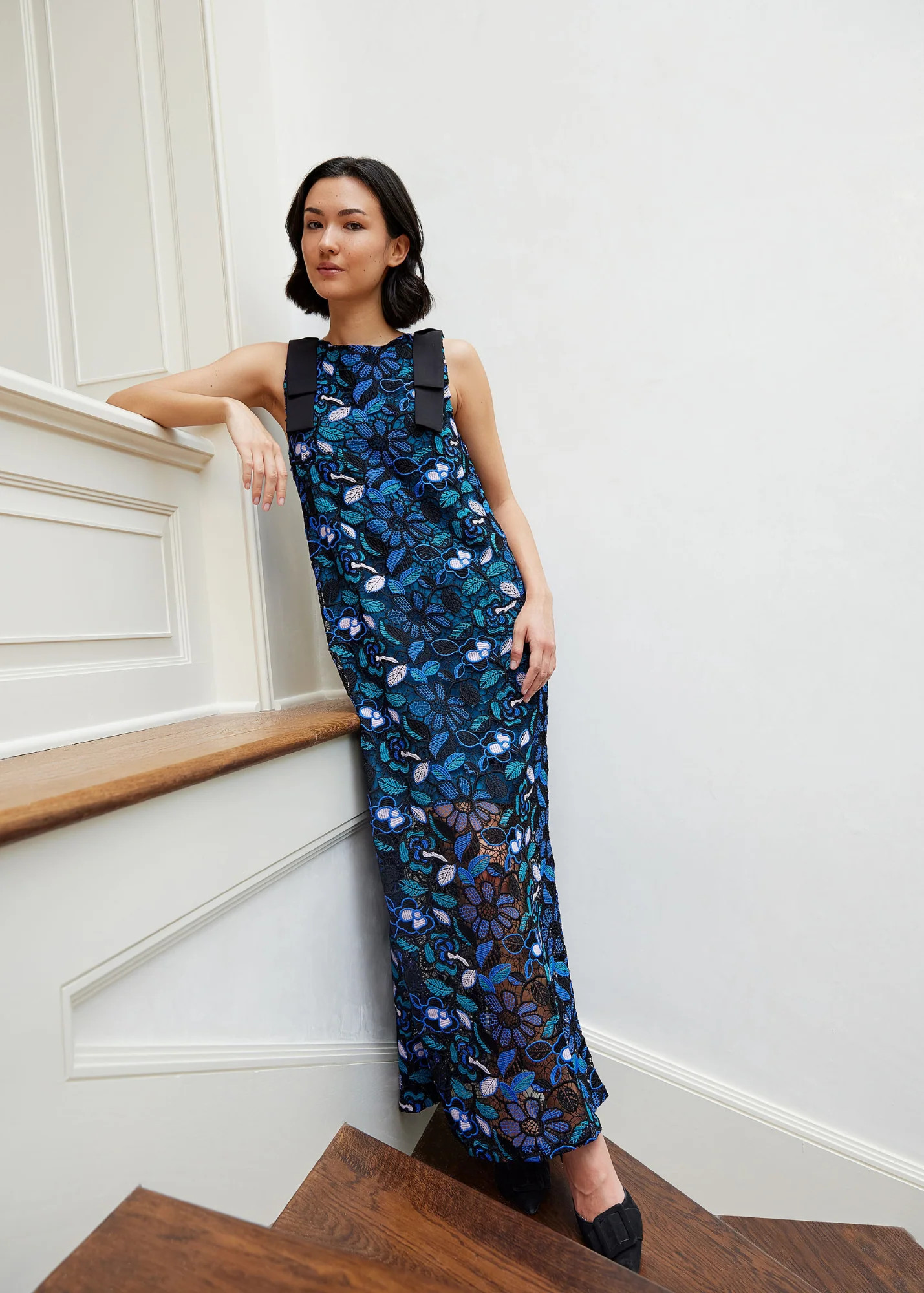 Michelle Gown Blue Daisy Floral Lace | Abbey Glass