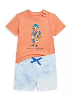 Ralph Lauren Childrenswear Baby Boys Polo Bear Jersey T-Shirt & Terry Shorts Set | Belk