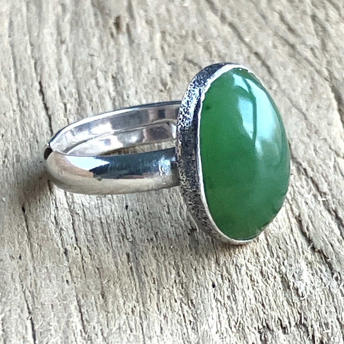 Siberian Nephrite Jade and Sterling Silver Adjustable Ring (S6502P) | eBay | eBay US
