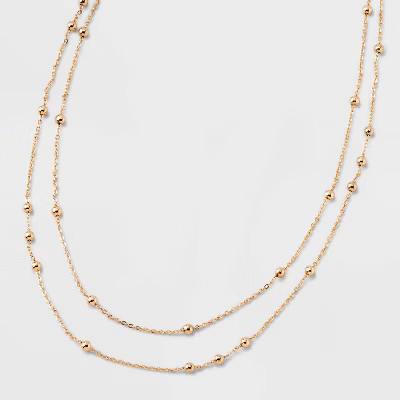 Gold 2 Row Satellite Chain Necklace - A New Day™ Gold: Nickel-Free Multi-Strand Jewelry with Lo... | Target