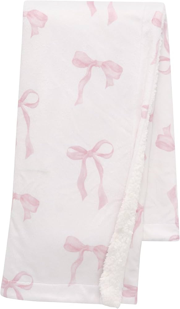 Lambs & Ivy Coquette Floral Pink Bows Aesthetic Warm Fleece Baby Blanket | Amazon (US)