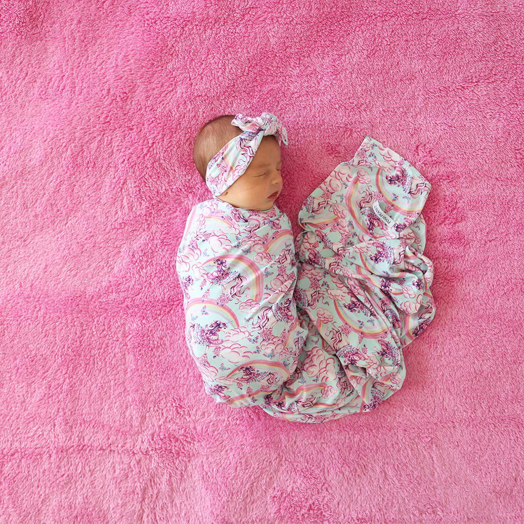 Unicorn Blue Swaddle Headband Set | Cosette | Posh Peanut