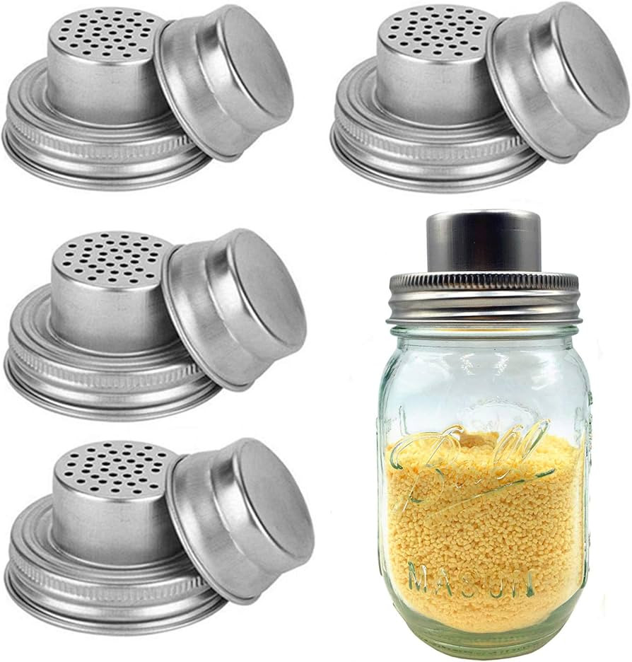 4 Pack Stainless Steel Mason Jar Shaker Lids with Silicone Seals for Dredge Flour,Mix Spices,Suga... | Amazon (US)