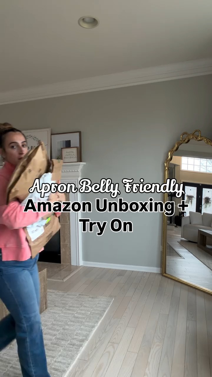 About the small shirts - now maybe a size up would be good but I’m just not a tight shirt that shows my belly type of person. They are nice quality I will say that! I'm wearing a medium in all, I'd size down in the tank with a shelf bra for a tighter fit and the brown tee.

#amazonnewarrivals #unboxing #apronbelly 

 #LTKootd #LTKOver40 #LTKMidsize