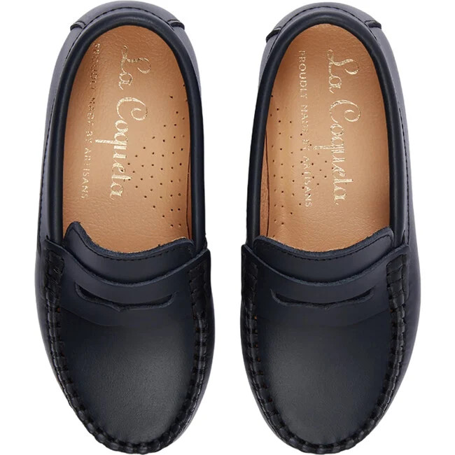 La Coqueta | Navy (Blue Leather Boy Loafer Shoes, Size Toddler US 9.5 / EU 26) | Maisonette | Maisonette