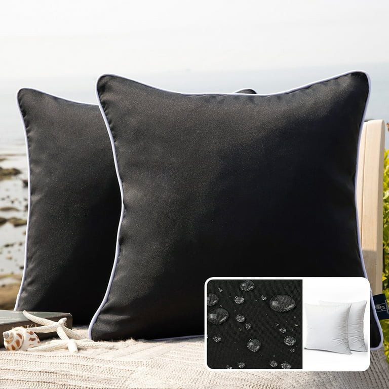 Phantoscope Outdoor Waterproof Decorative Throw Pillow for Patio, 18" x 18", Black, 2 Pack - Walm... | Walmart (US)