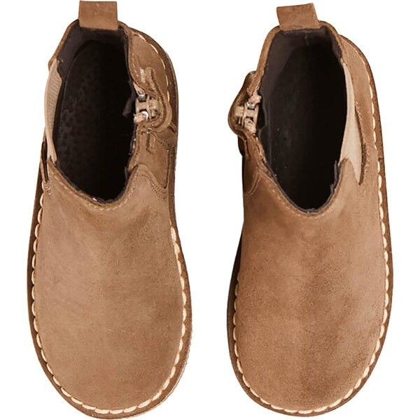 Suede Zipped Ankle Boots, Tan | Maisonette