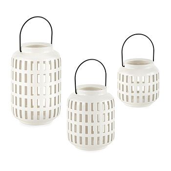 Outdoor Oasis Ceramic Lattice Cutout Decorative Lantern Collection | JCPenney