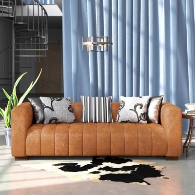 Canale Full-Grain Genuine Italian Leather Tufted Sofa | Wayfair North America