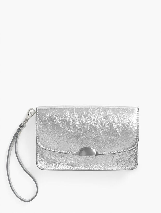 Crinkle Metallic Leather Wristlet | Talbots