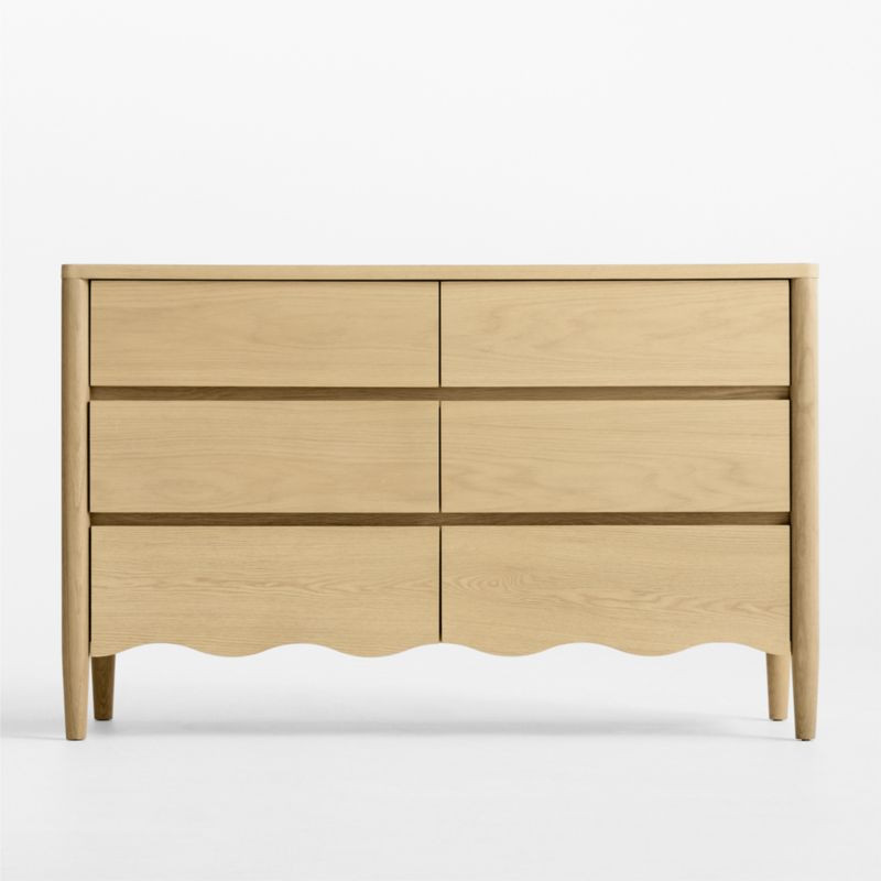 Waveland 54" Natural Oak Wood Wide 6-Drawer Kids Dresser | Crate & Kids | Crate & Barrel