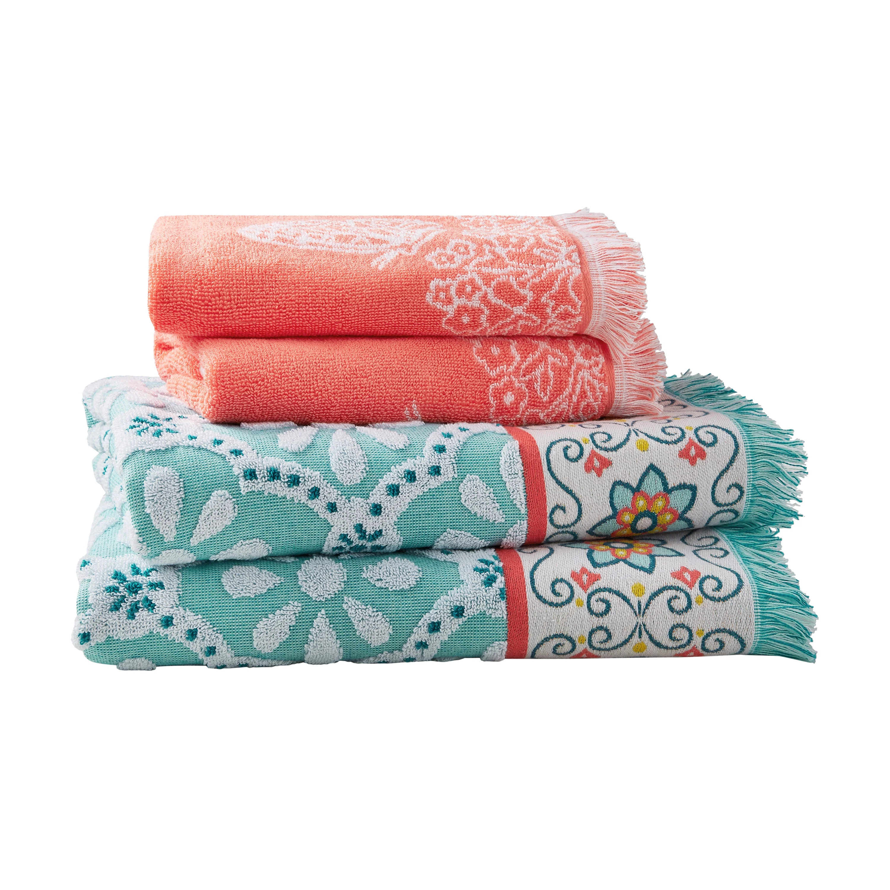The Pioneer Woman 4 Piece Cotton Bath Towel Set, Classis Mint Green | Walmart (US)