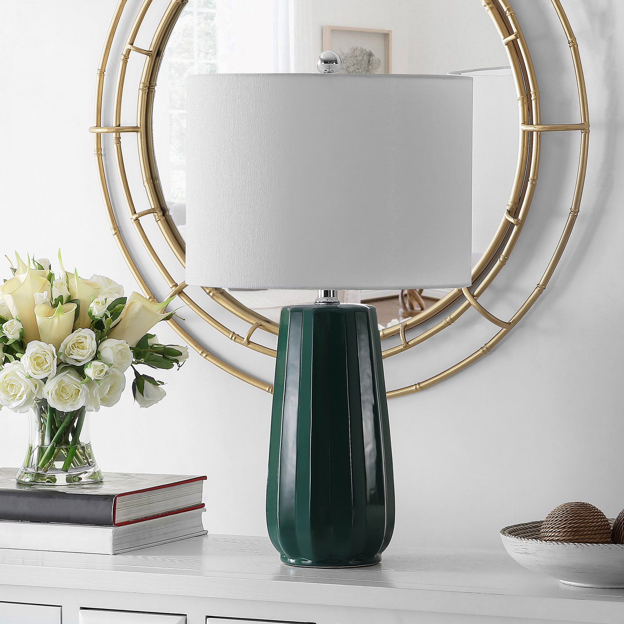 Safavieh Yani Modern Solid Print 24.5 in 1-Light Table Lamp, Green | Walmart (US)