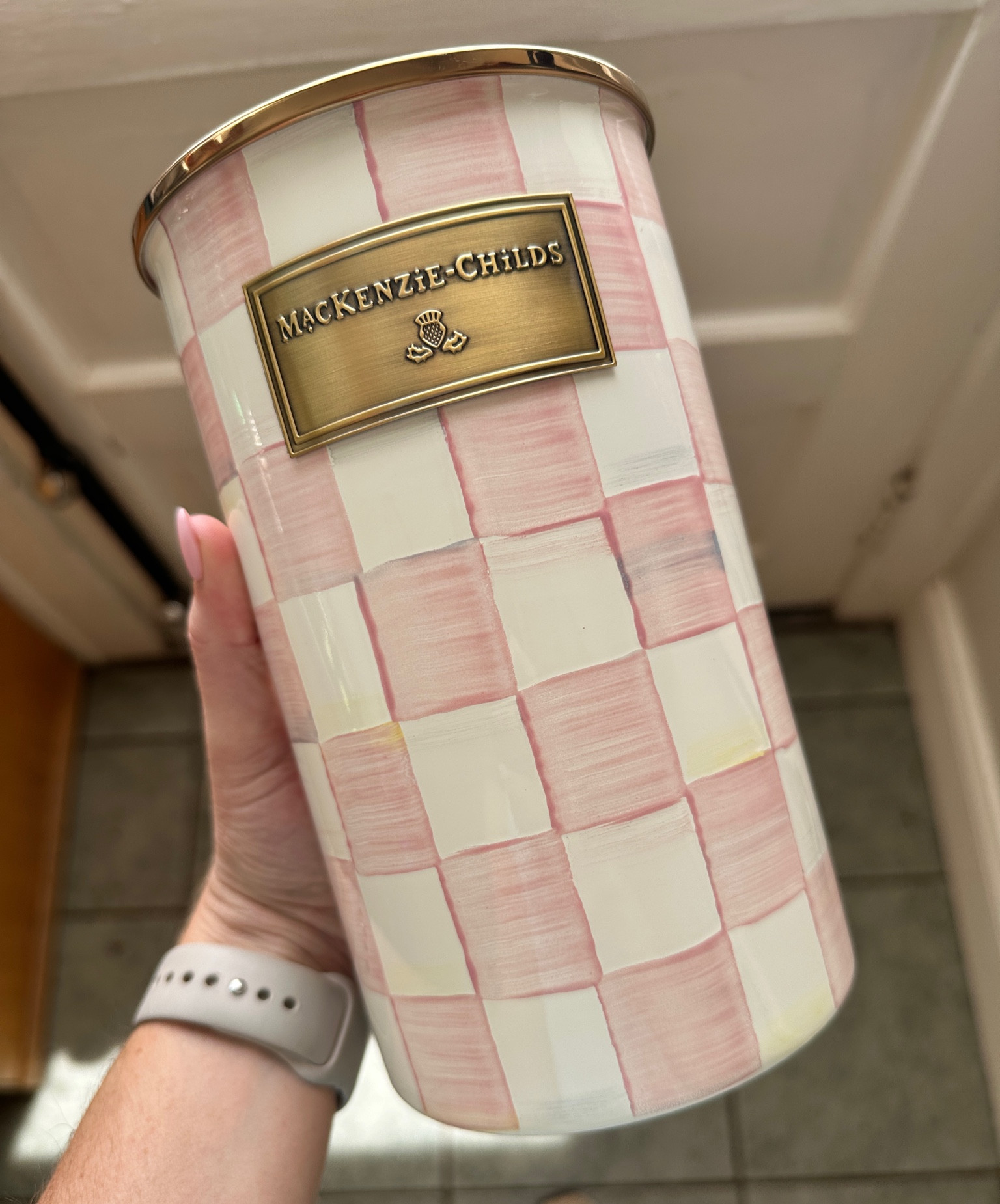 Cute rosy pink check utensil holder.
My coworker surprised me with this as a wedding shower gift!

Bridal shower gifts. Housewarming gift. Pink kitchen. 

#LTKWedding #LTKHome