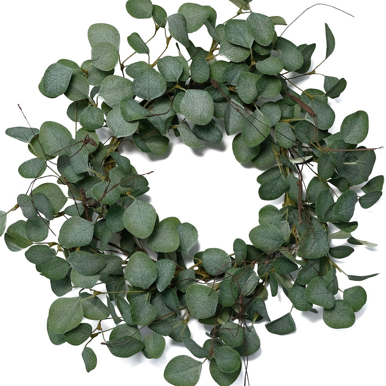 idyllic Eucalyptus Leaves Wreath Metal Polyester Fabric Paper Round Green Wreath 24 Inches for The F | Amazon (CA)