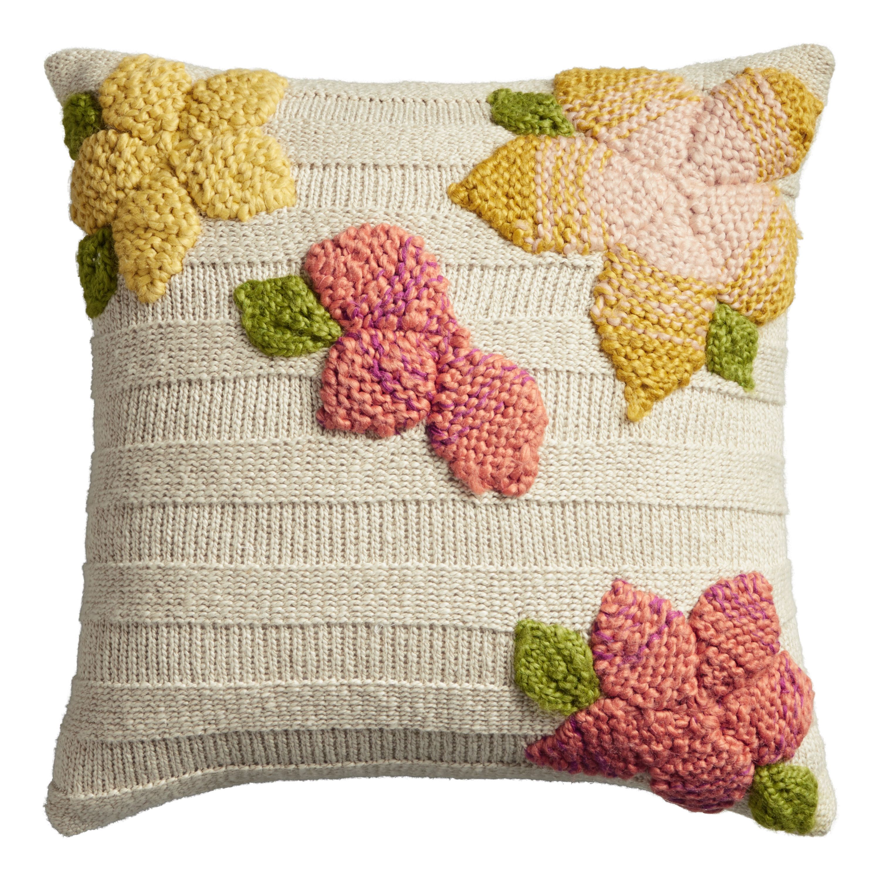 Multicolor Floral Applique Throw Pillow - World Market | World Market