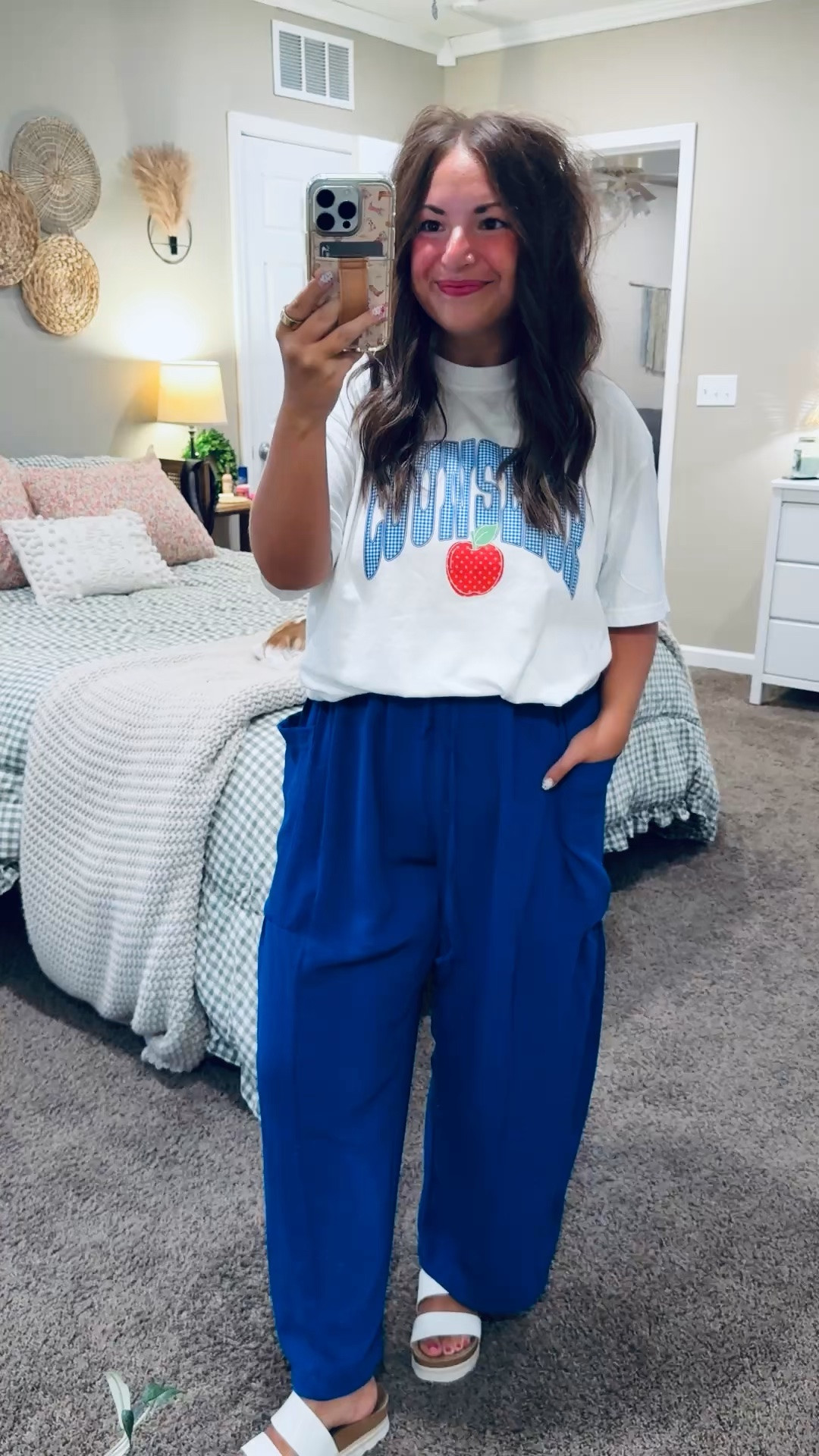 School counselor friends—how cute is this tee?! 🍎💙 The blue gingham lettering and cheerful apple detail make it perfect for adding a little personality to a comfy, classroom-ready outfit!


sandals: fit true to size // wearing a 5
pants: fit true to size // wearing a large
tee: fits true to size // wearing a large (tee linked here: https://thepressedmamaco.com/product/teacher-para-sped-counselor-blue-w-apple/?v=92a31fc033f7) 

 #LTKootd #LTKMidsize #LTKWorkwear