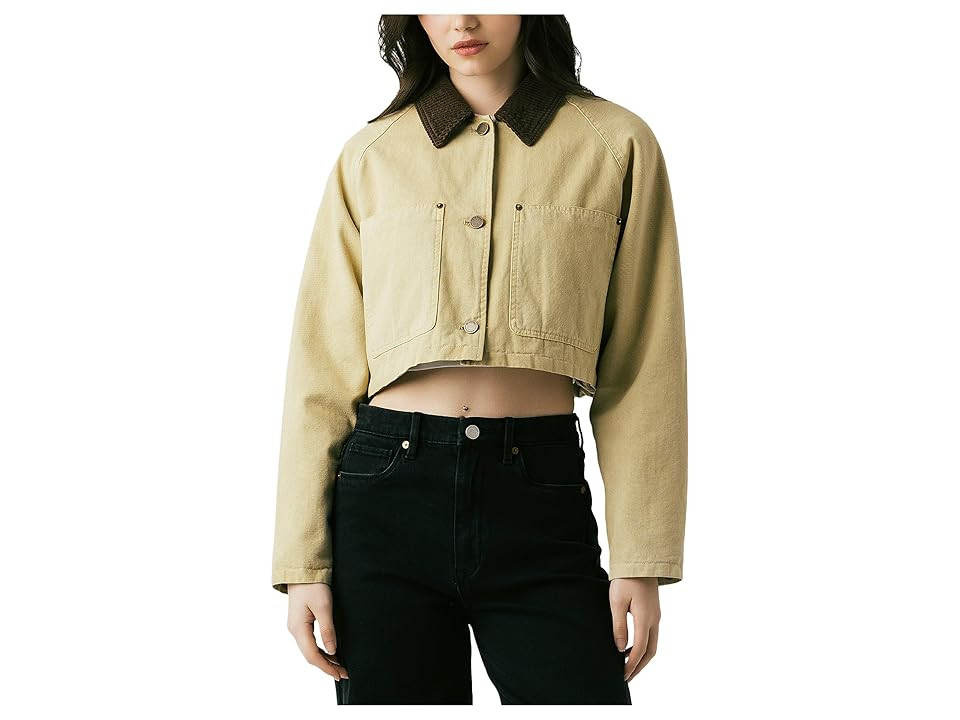 Blank NYC Breaking Camp Cropped Twill Jacket Women's Coat Beige : LG, Cotton | Zappos