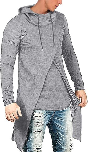 COOFANDY Men's Slim Fit Hoodie Lightweight Hooded Sweatshirt Casual Hip Hop Long Length Cloak Cotton | Amazon (US)